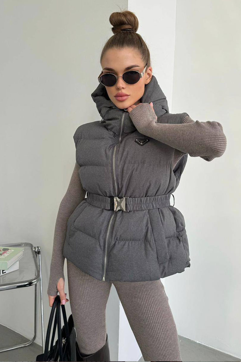 Prada Женский серый жилет premium