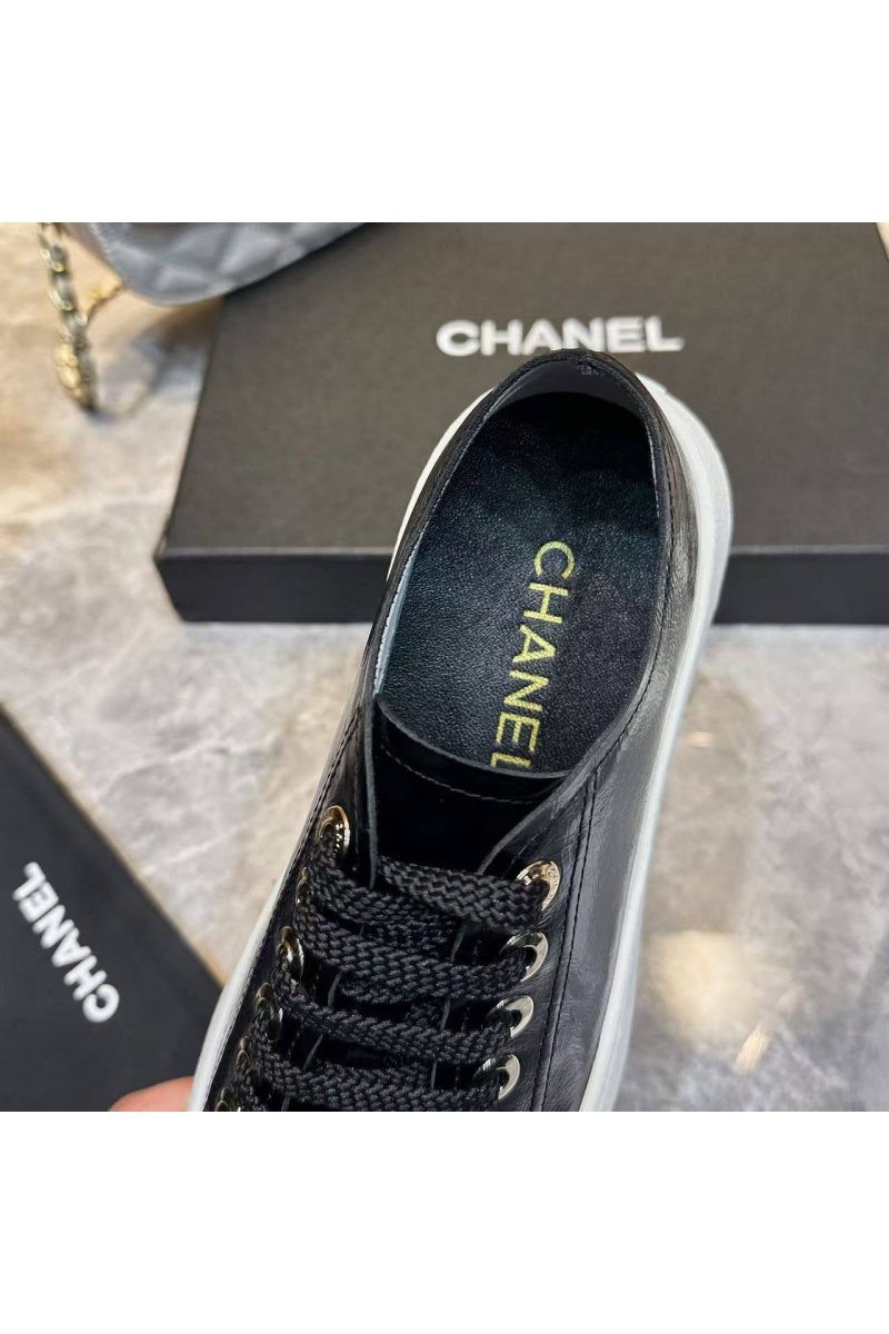 Chаnеl Женские кожаные кроссовки Chanel premium