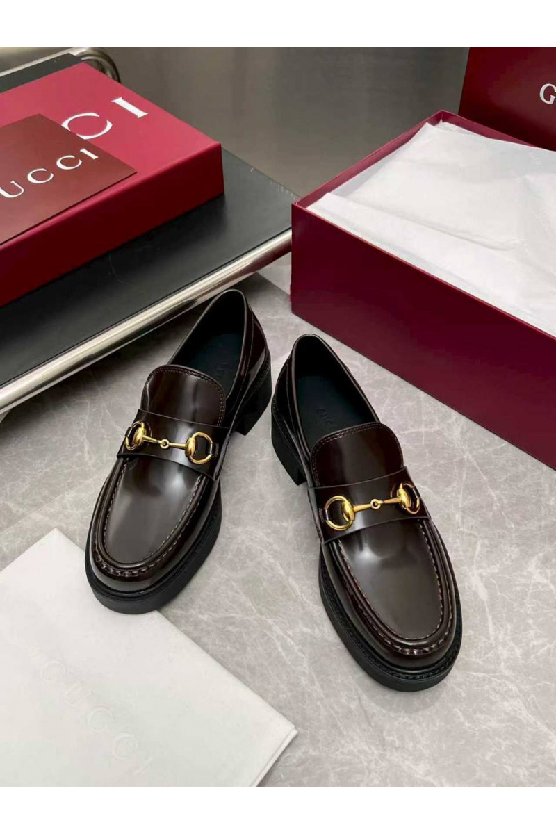 Gucci Женские кожаные лоферы Horsebit premium