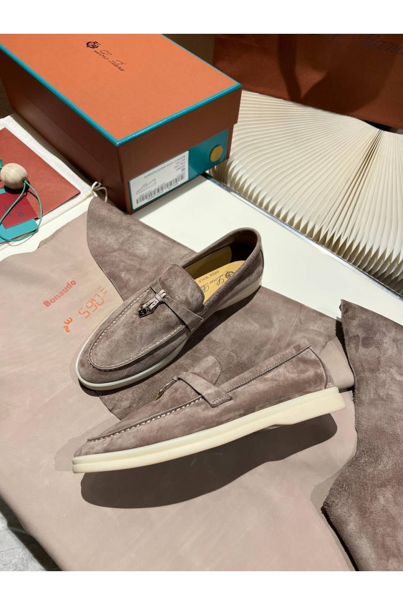 Loro Piana Женские замшевые лоферы Summer Charms Walk premium