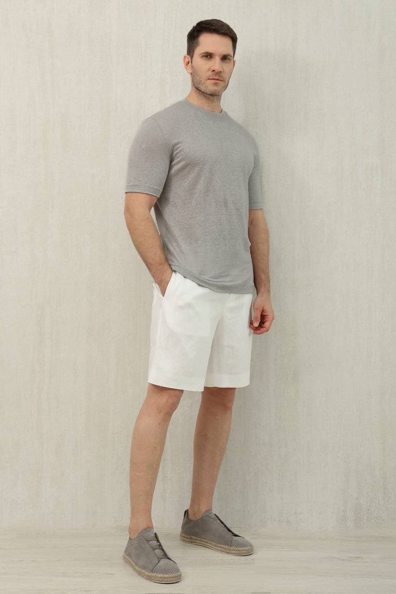 Zegna Льняные шорты белого цвета premium