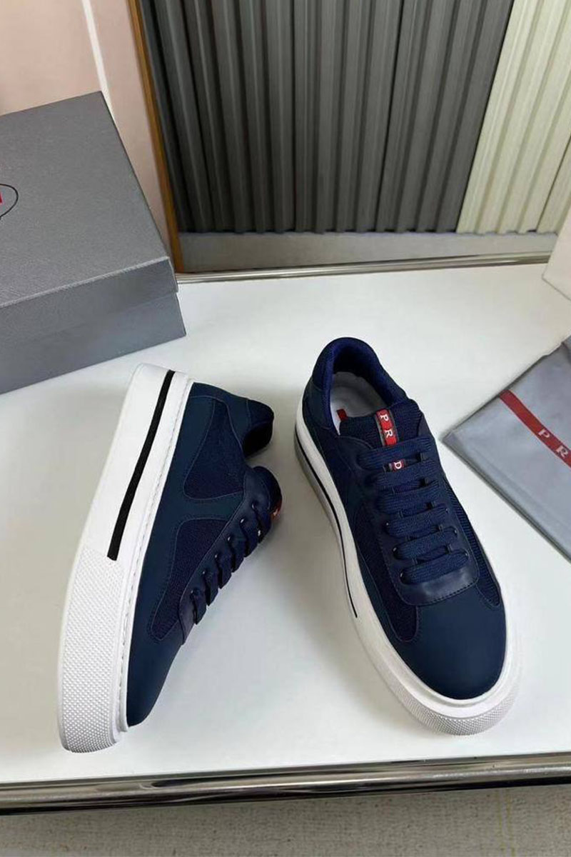 Prada Комбинированные кроссовки logo-stripe - Navy