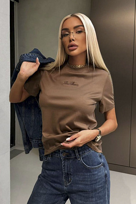 Женская базовая футболка premium - Brown