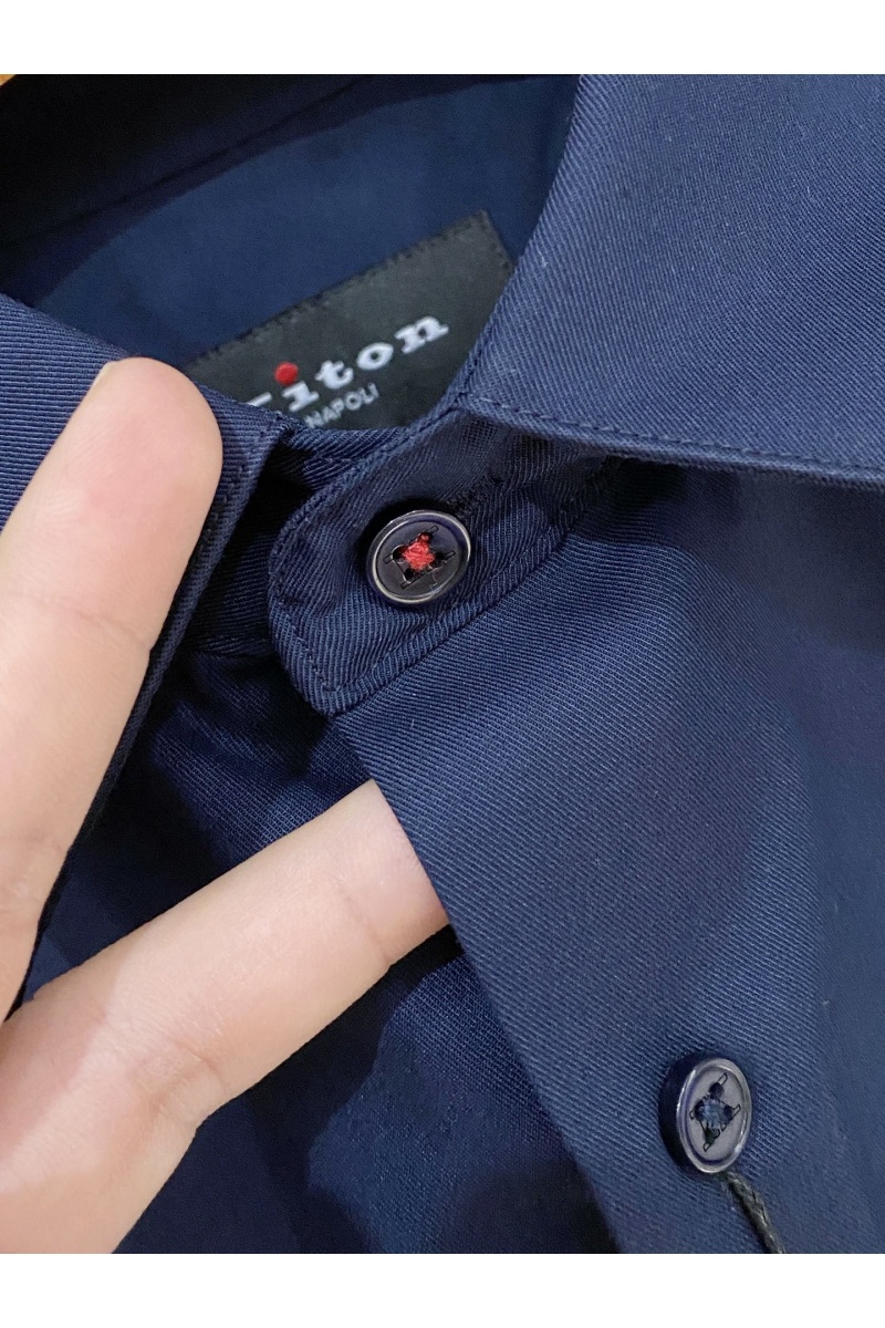 Kiton Мужская тёмно-синяя рубашка premium