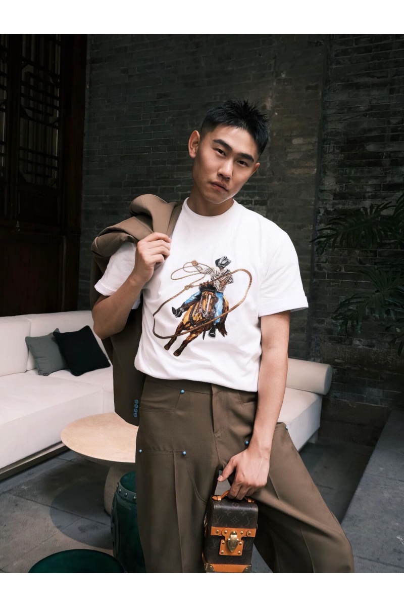 Lоuis Vuittоn Белая оверсайз футболка Premium graphic embroidery