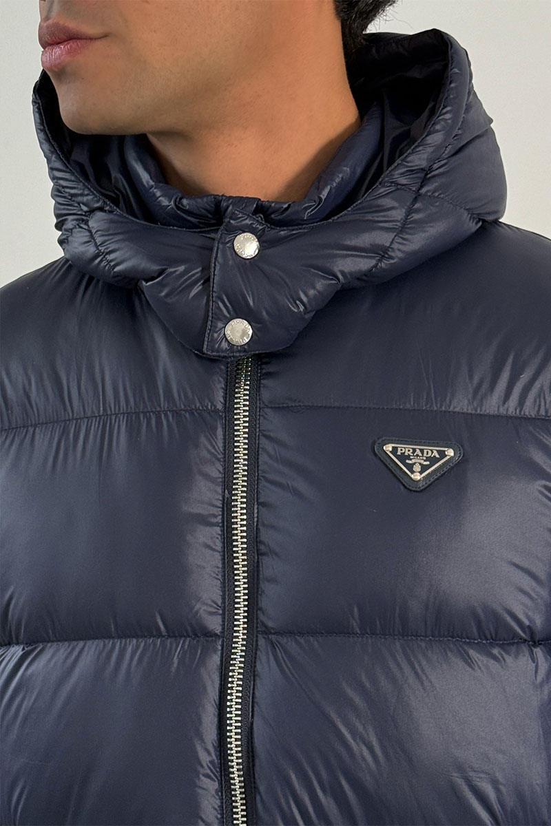 Prada Мужской пуховик logo-plaque - Blue 