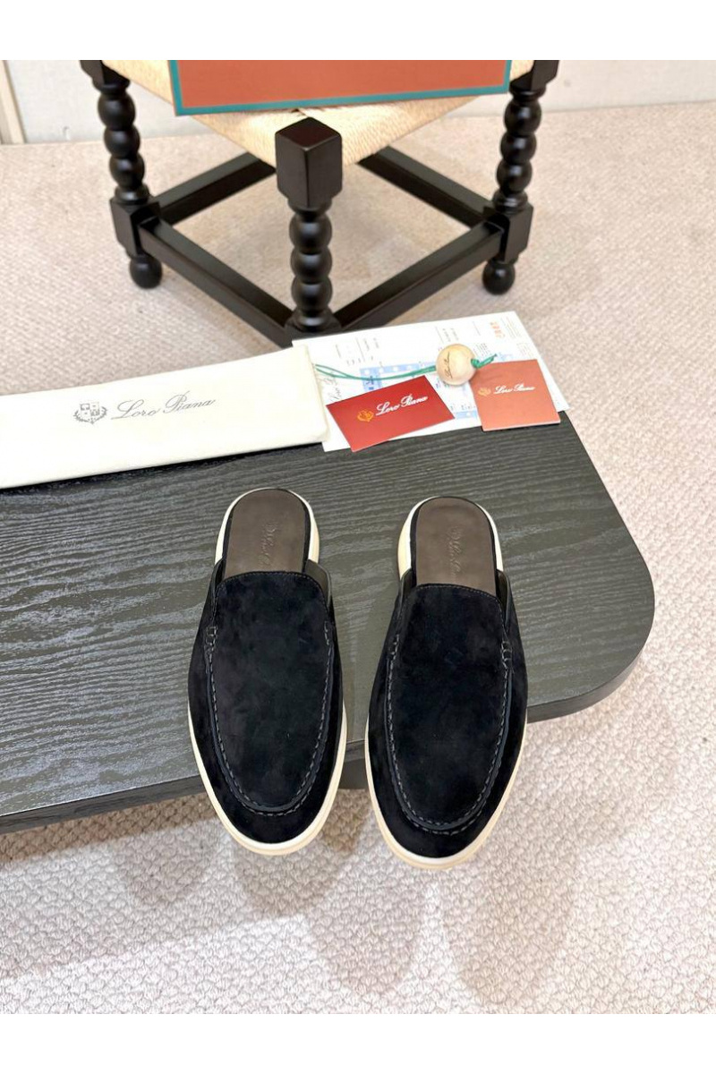 Loro Piana Мужские замшевые шлёпанцы