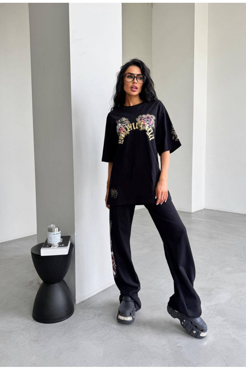 Balenciaga Женская чёрная оверсайз футболка 