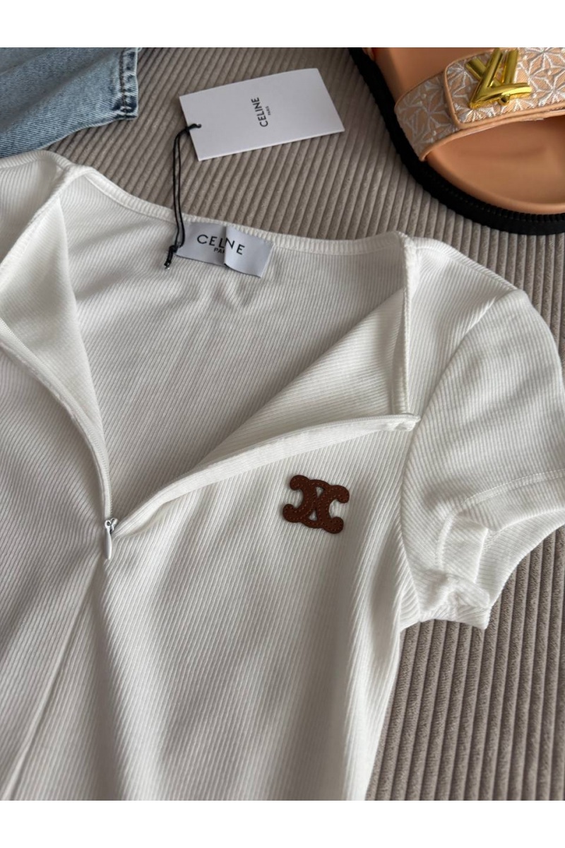 Celine Белая женская футболка premium