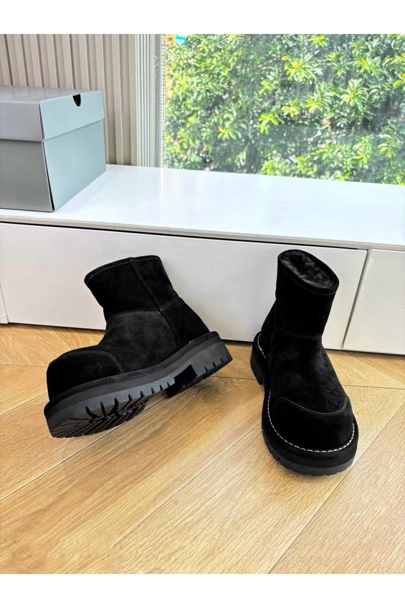 Balenciaga Женские замшевые ботинки с мехом Alaska Fur High Boot Premium - Black