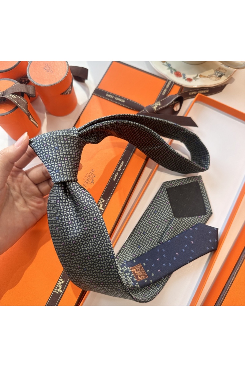 Hermes Галстук geometric logo-print premium - Black