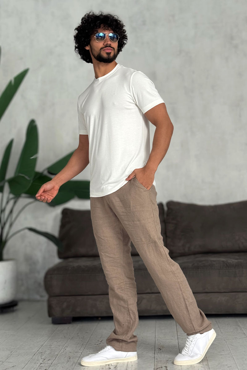 Designer Льняные брюки коричневого цвета