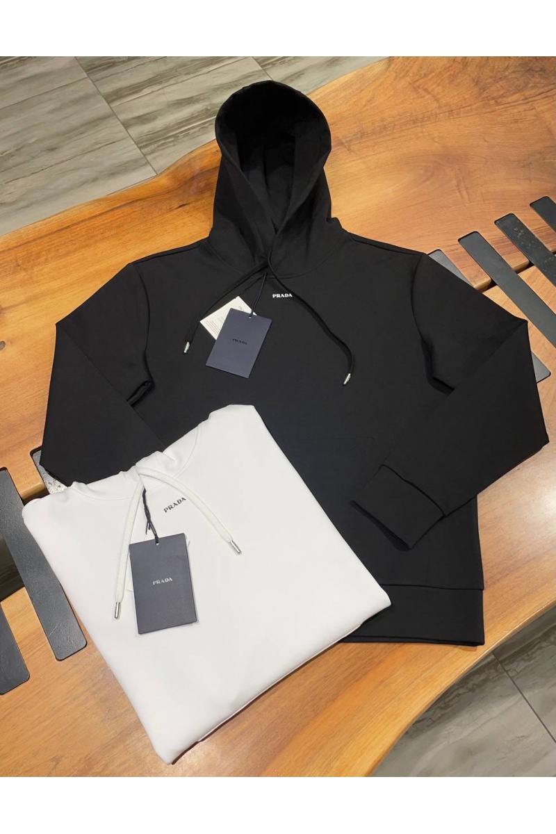 Prada Мужское белое худи technical cotton 