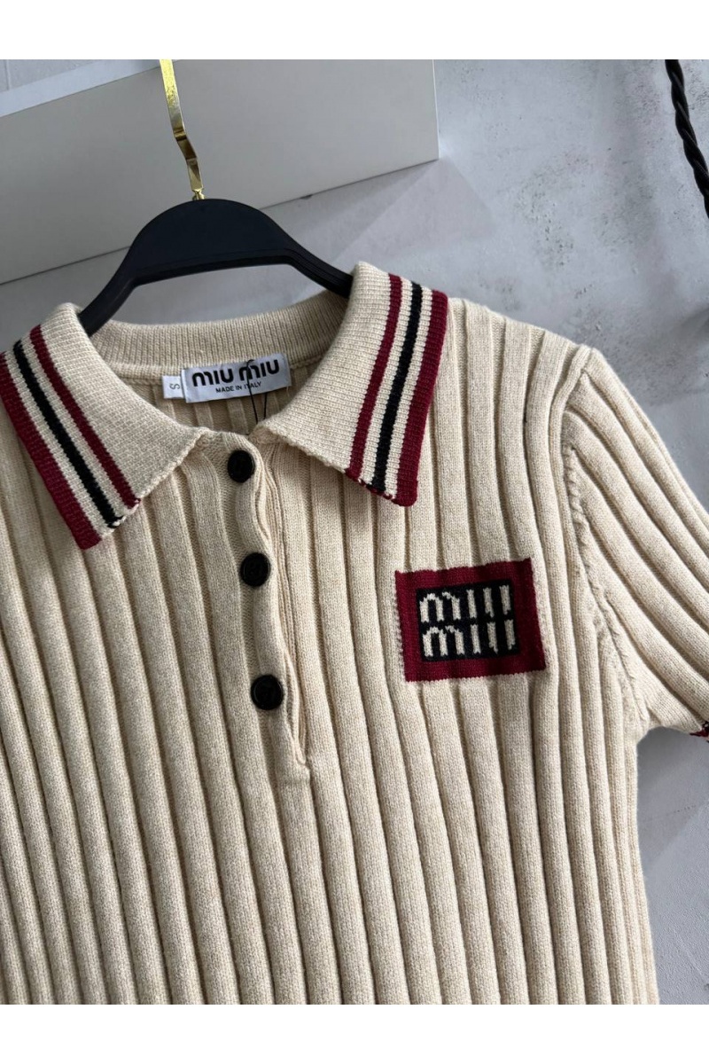 MIU MIU Женское поло бежевого цвета premium