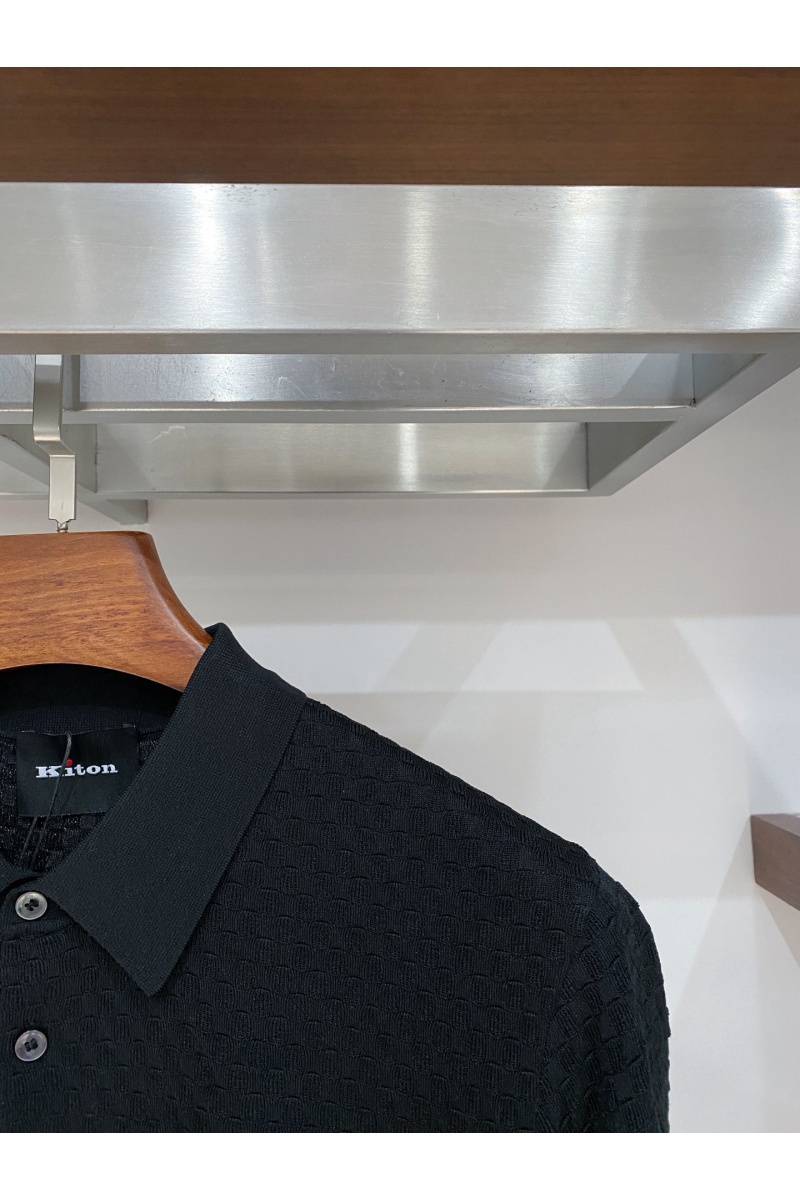 Kiton Мужское чёрное поло premium