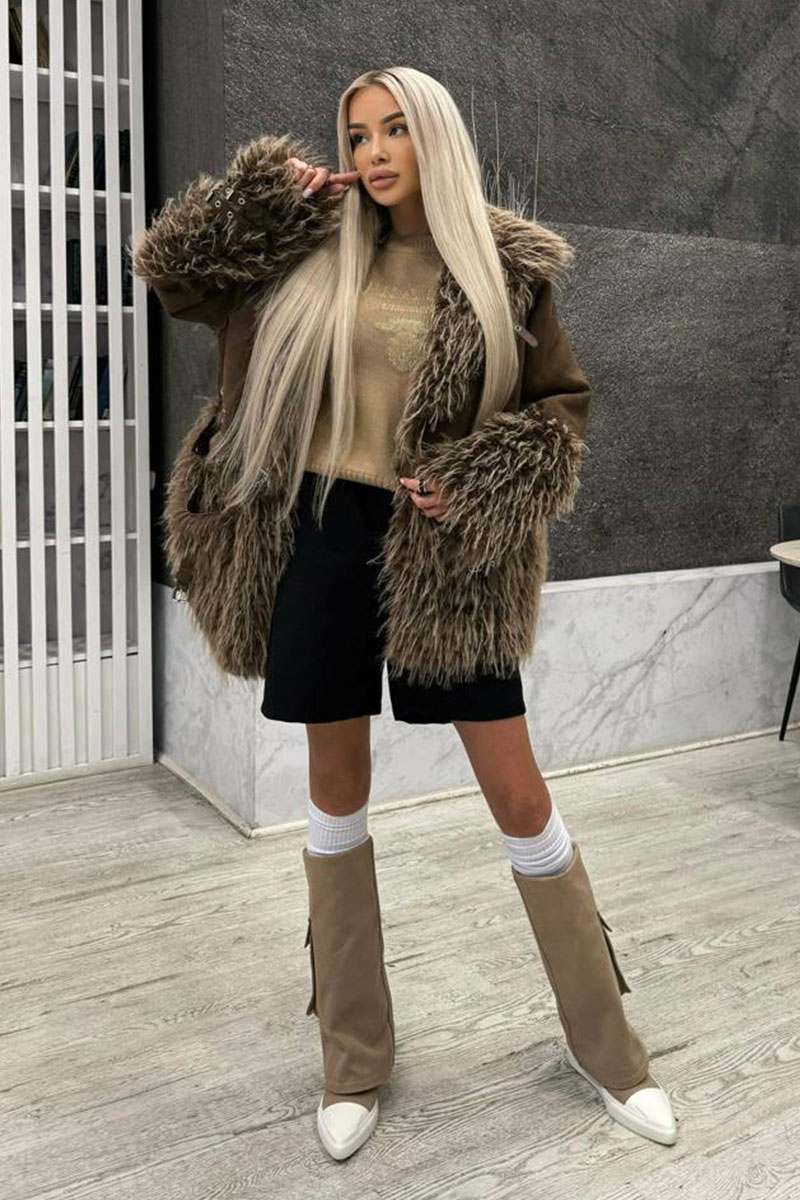 Designer Clothing Женская дубленка коричневого цвета