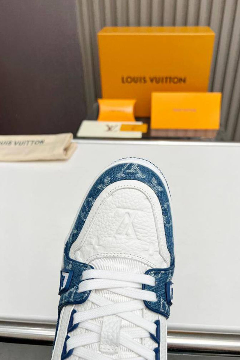 Lоuis Vuittоn Кожаные кроссовки Trainer Monogram - White / Blue