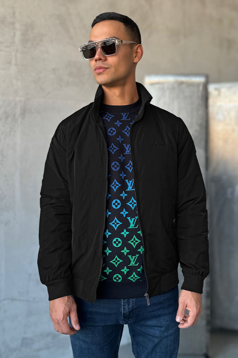 Hugо Воss Мужская чёрная ветровка logo-patch