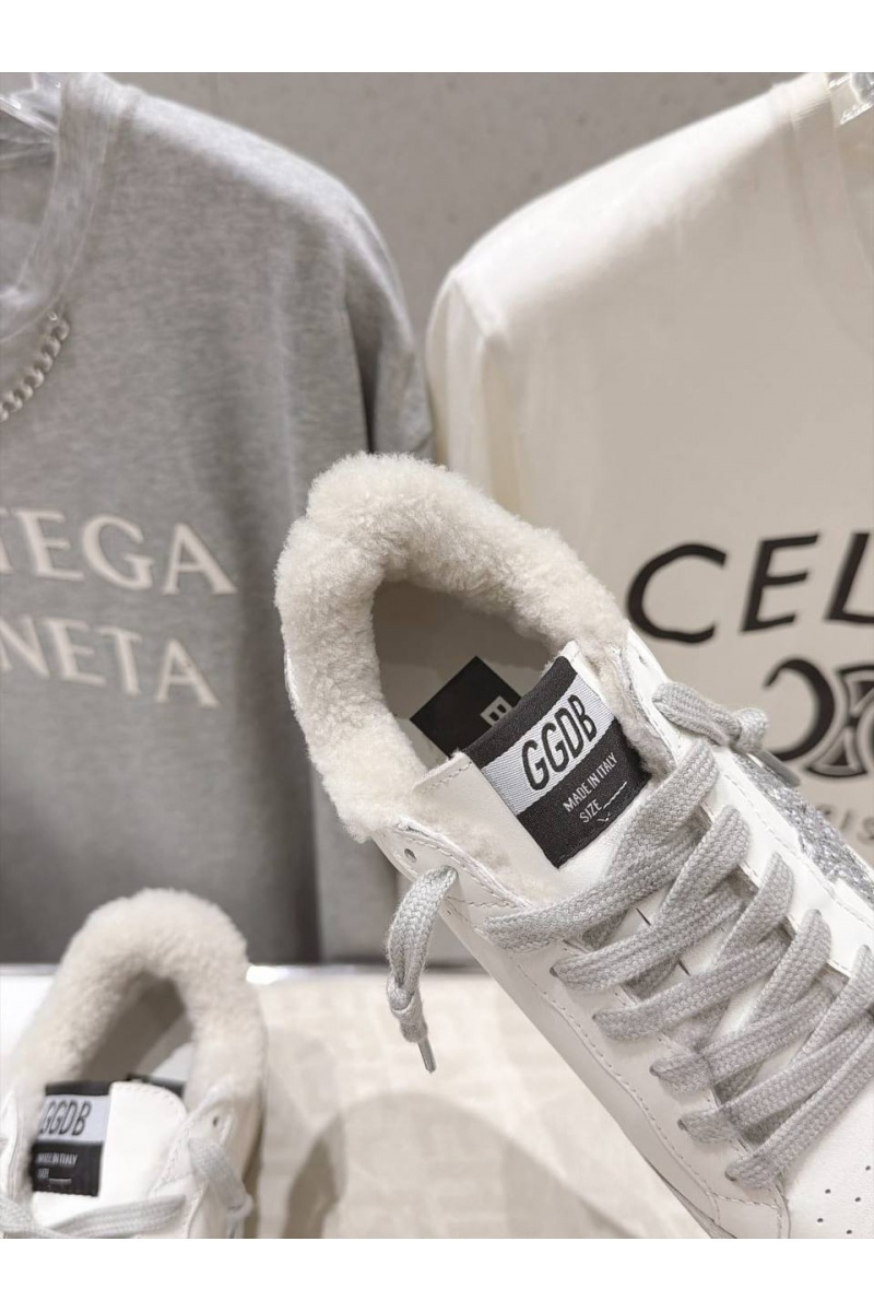 Designer Clothing Женские кожаные кроссовки с мехом Golden Goose Ball Star premium