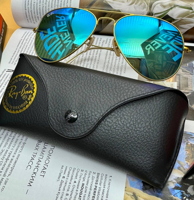 Ray Ban Солнцезащитные очки Aviator Large Metal - Blue Mirrored