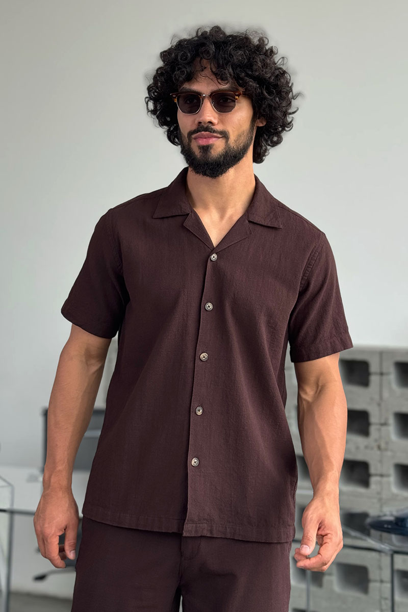 Loro Piana Мужская рубашка коричневого цвета