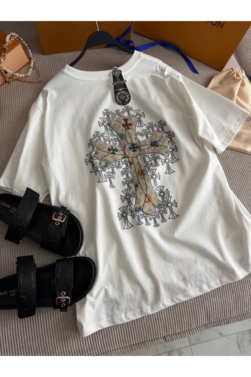 Chrome Hearts Белая женская оверсайз футболка premium