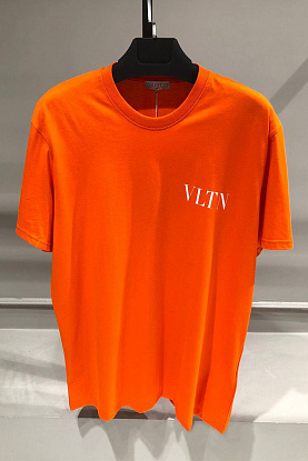Мужская оранжевая футболка "VLTN" logo-print