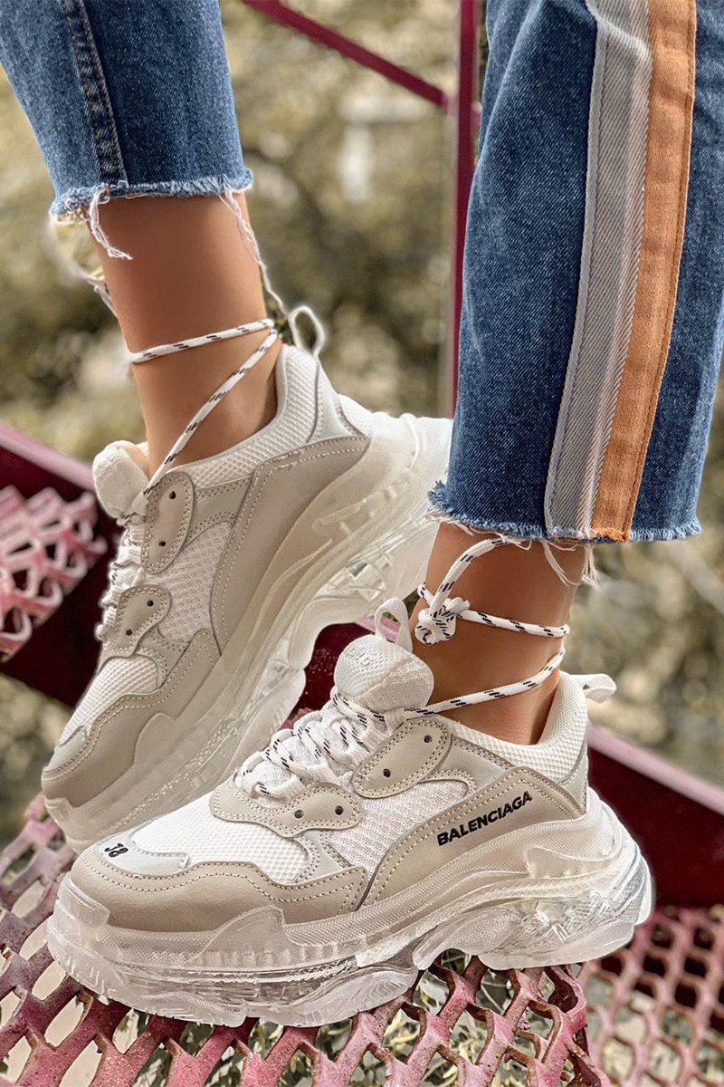 Balenciaga Кроссовки Triple S Clear Sole - White