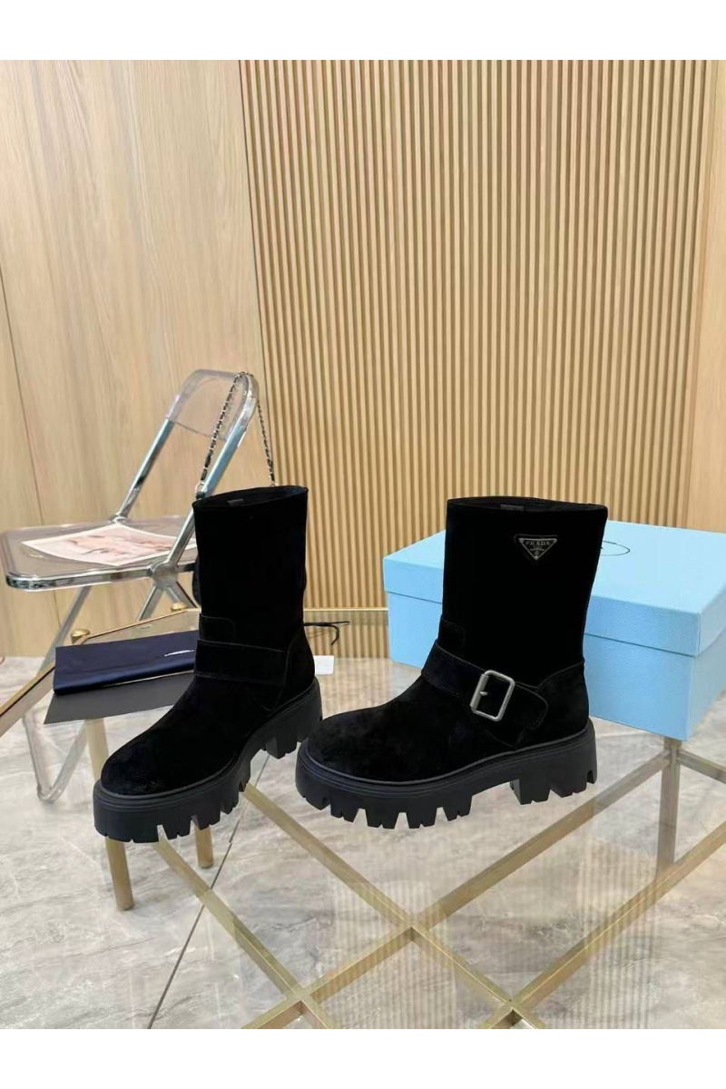 Prada Женские замшевые сапоги Suede premium