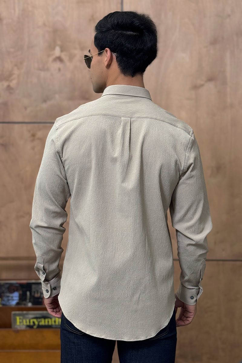 Etro Мужская тёмно-бежевая рубашка Pegasus logo