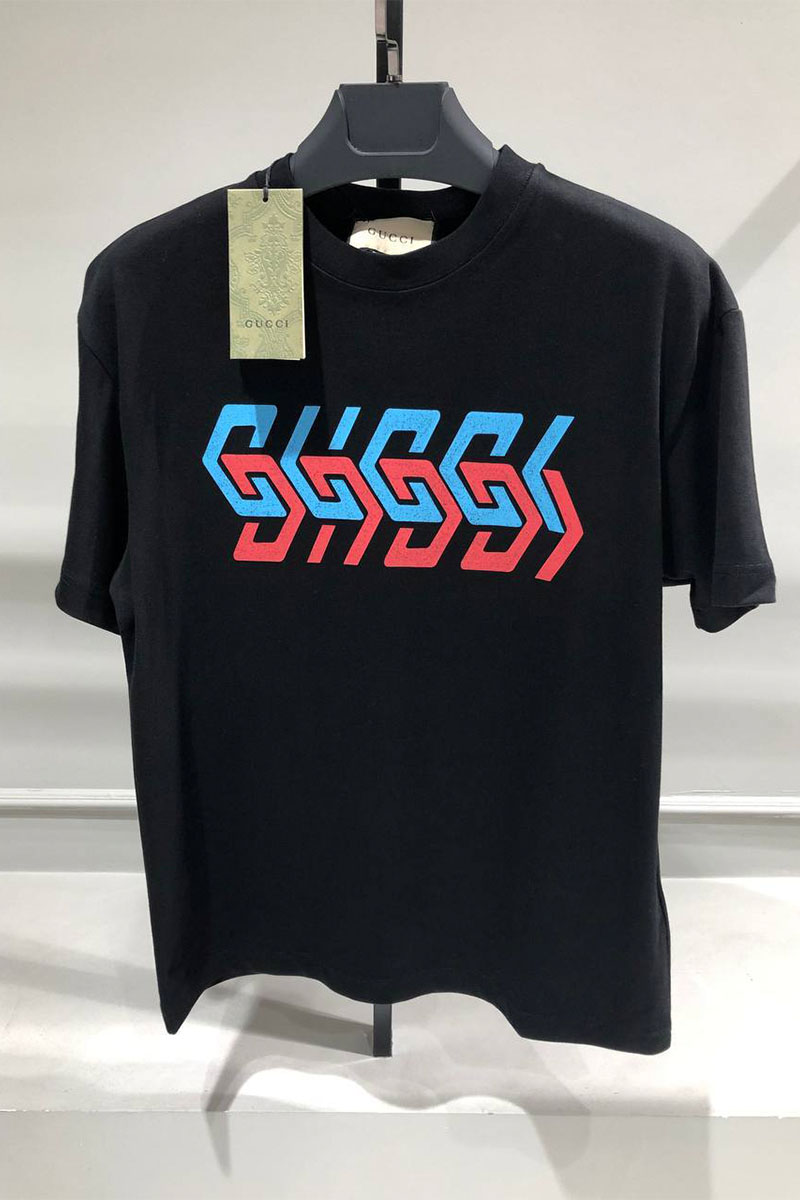 Gucci Чёрная оверсайз футболка mirror-logo