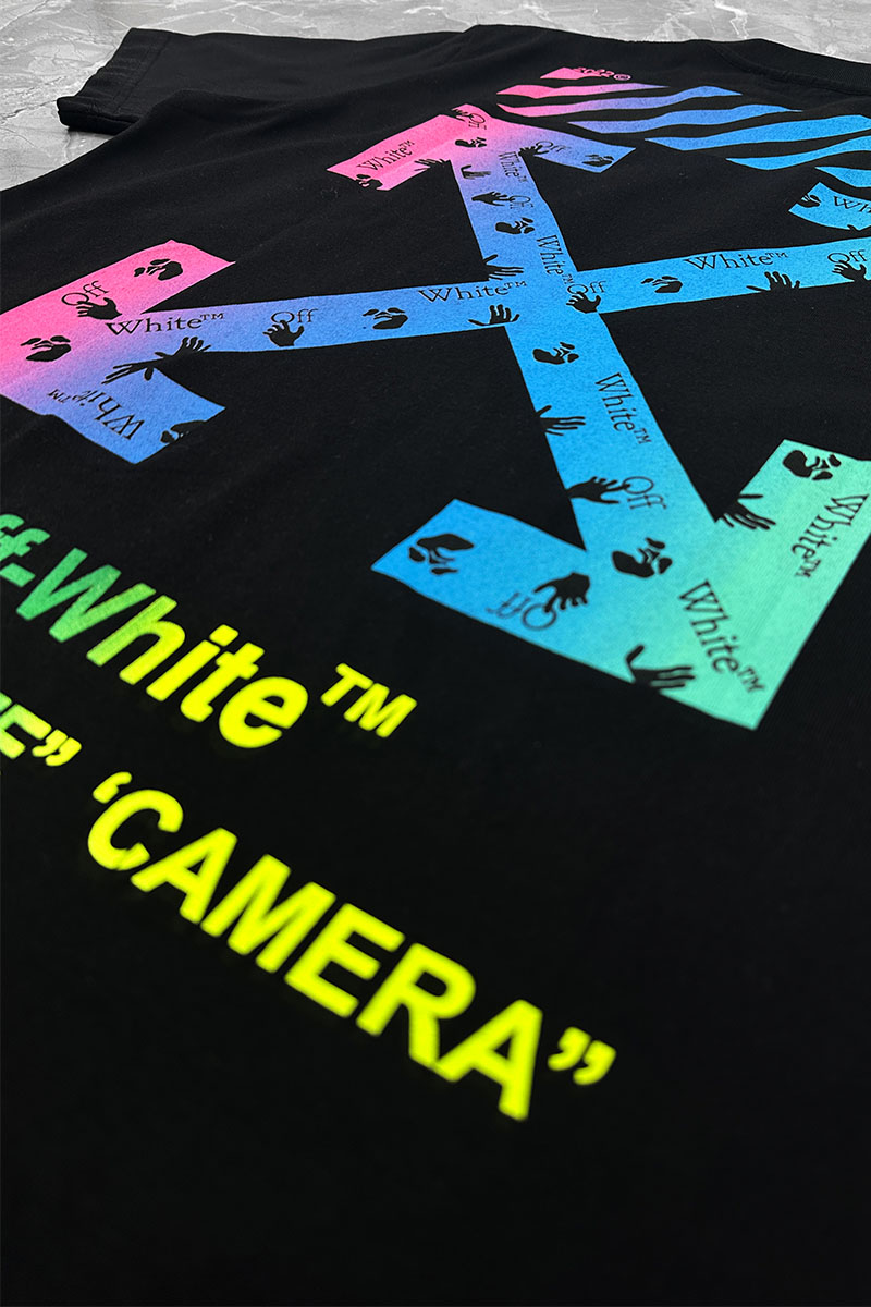 Off-White Чёрная оверсайз футболка Flash Date Camera 
