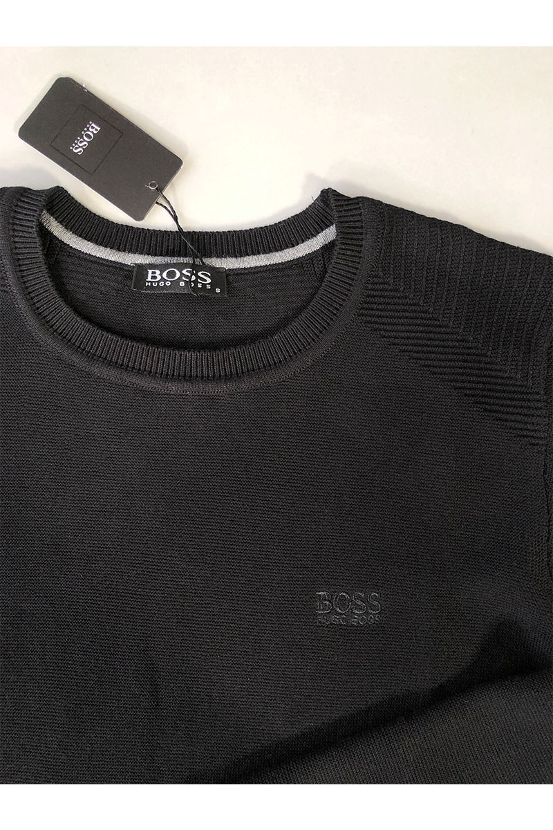 Hugо Воss Чёрный мужской джемпер logo-embroidered