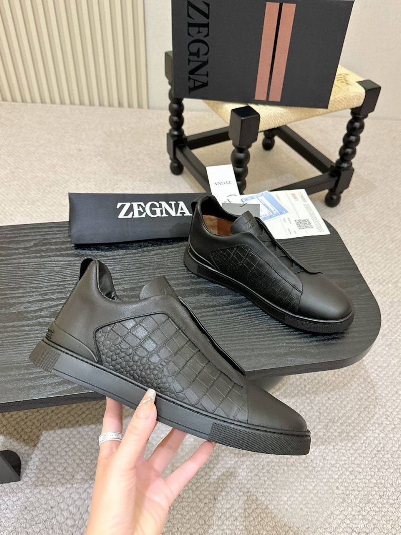 Zegna Мужские кроссовки Triple Stitch Alligator - Black