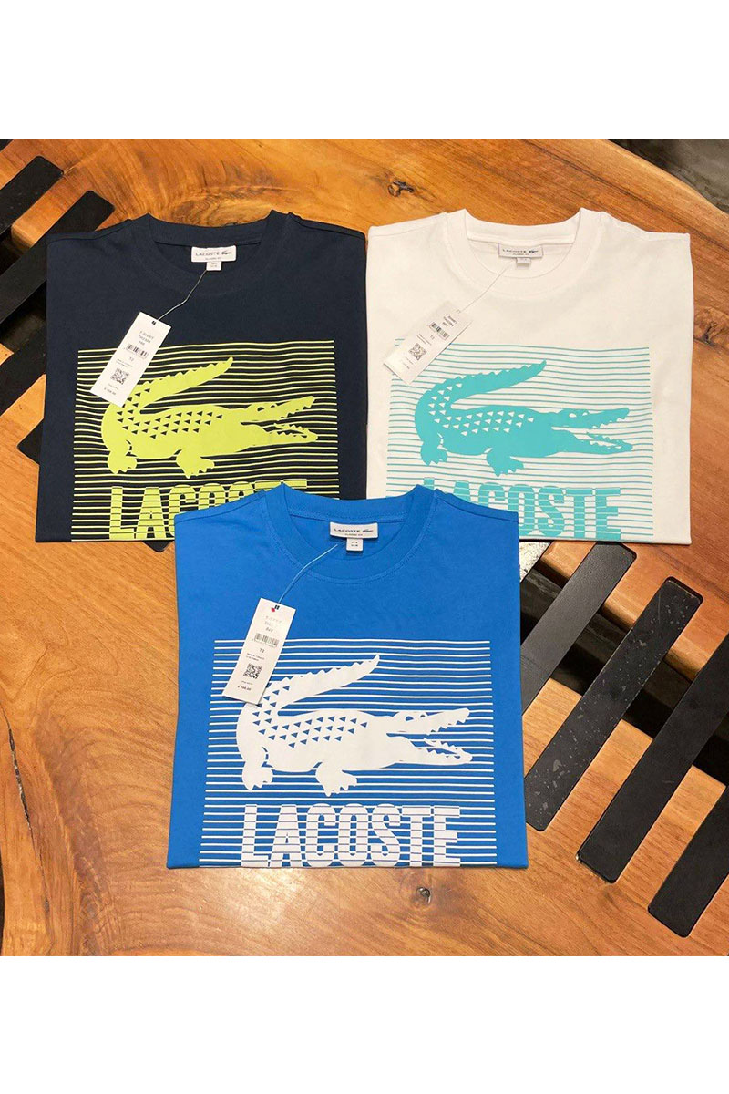 Lacoste Мужская тёмно-синяя футболка crocodile print 