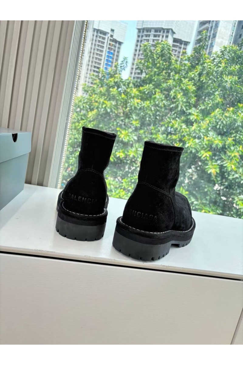 Balenciaga Женские замшевые ботинки с мехом Alaska Fur High Boot Premium - Black