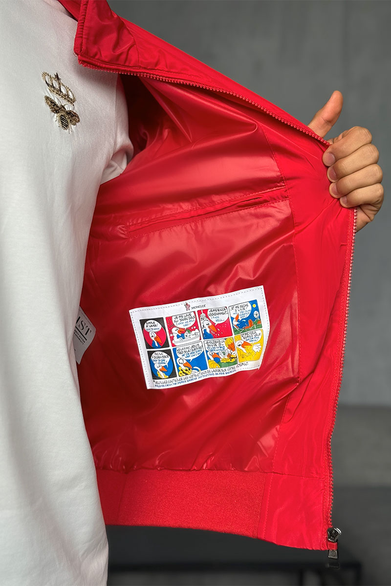 Moncler Мужская ветровка красного цвета logo-patch