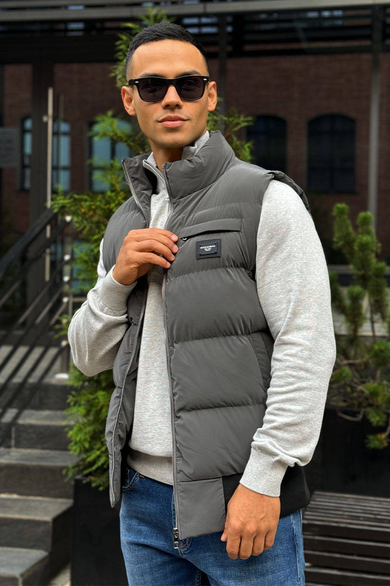 Dоlсе & Gаbbаnа Мужской серый жилет logo-plaque 