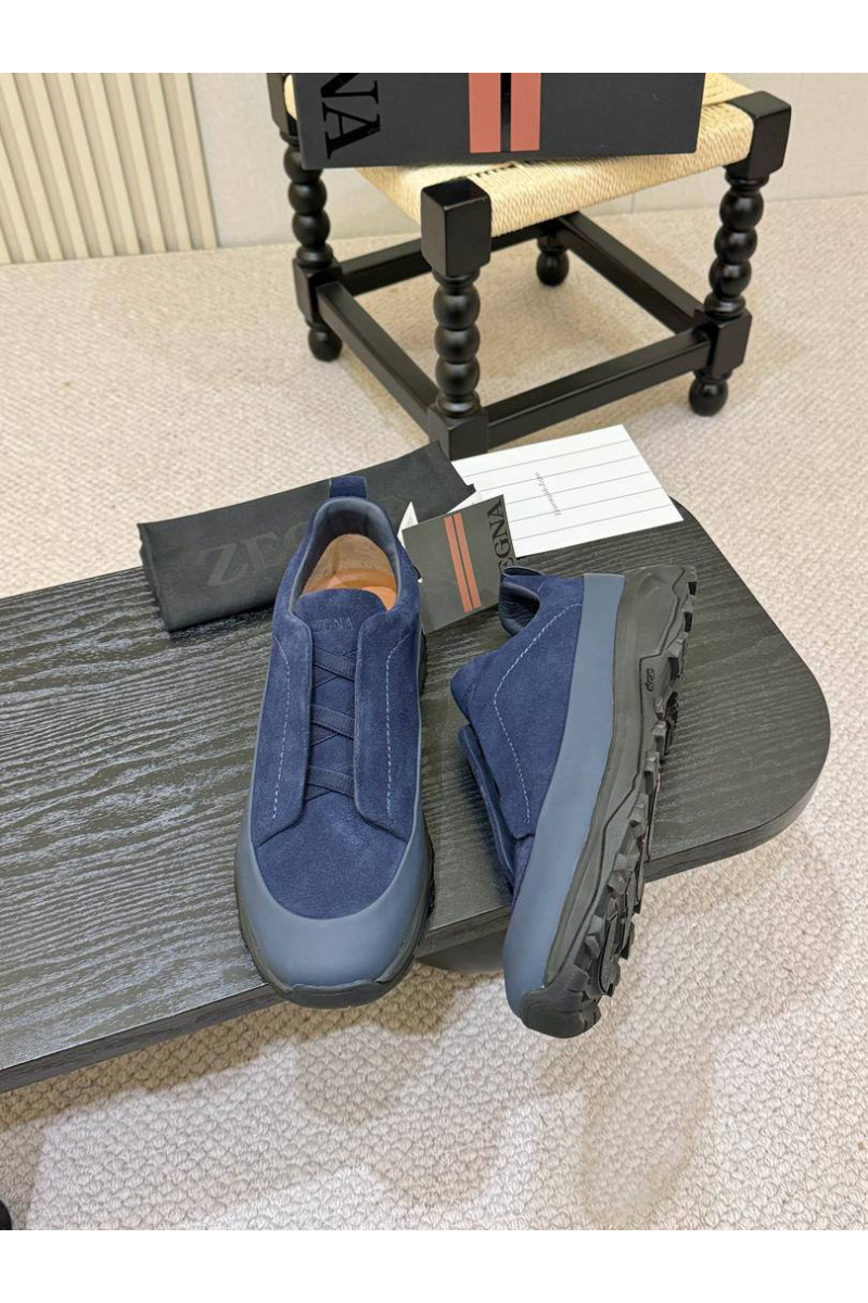 Zegna Замшевые кроссовки Triple Stitch Monte - Blue