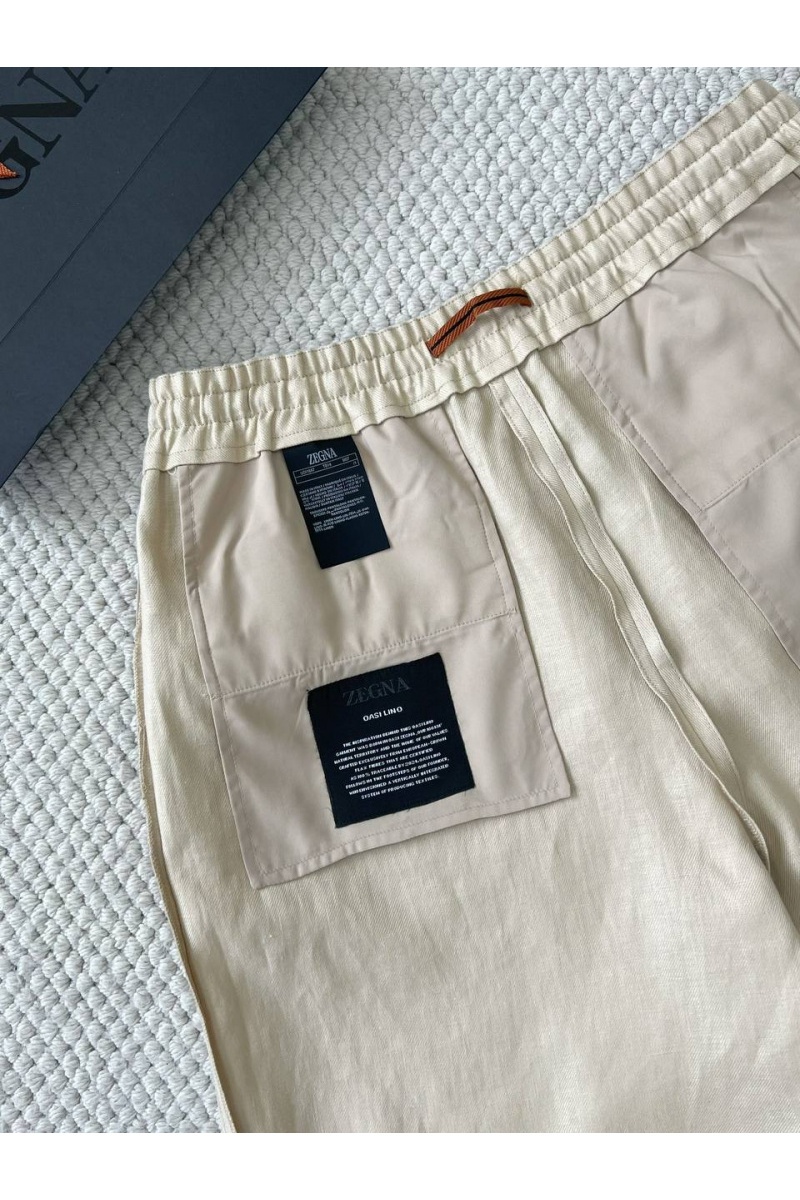 Zegna Льняные шорты бежевого цвета premium