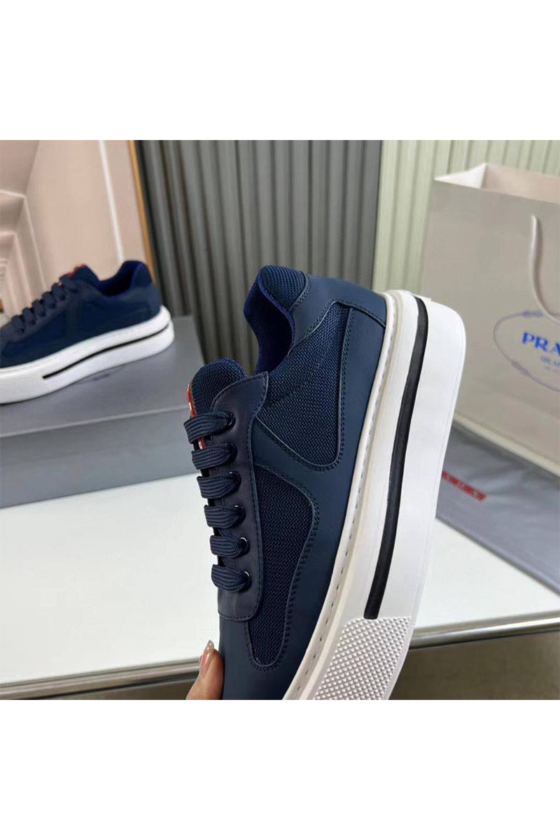 Prada Комбинированные кроссовки logo-stripe - Navy