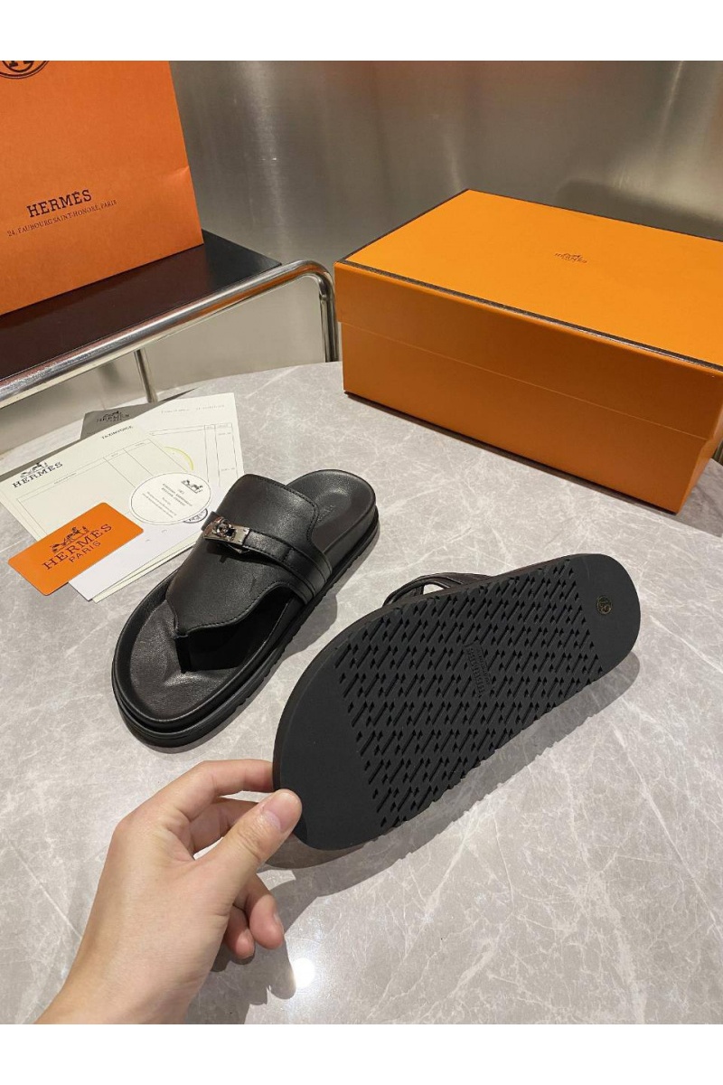 Hermes Женские кожаные шлёпанцы Empire premium