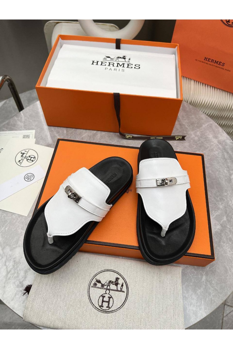 Hermes Женские кожаные шлёпанцы Empire premium