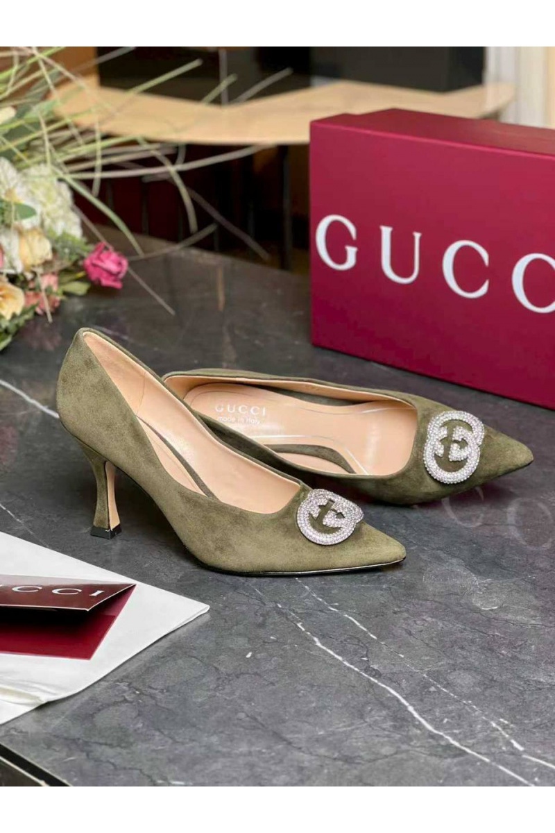 Gucci Женские замшевые туфли GG premium
