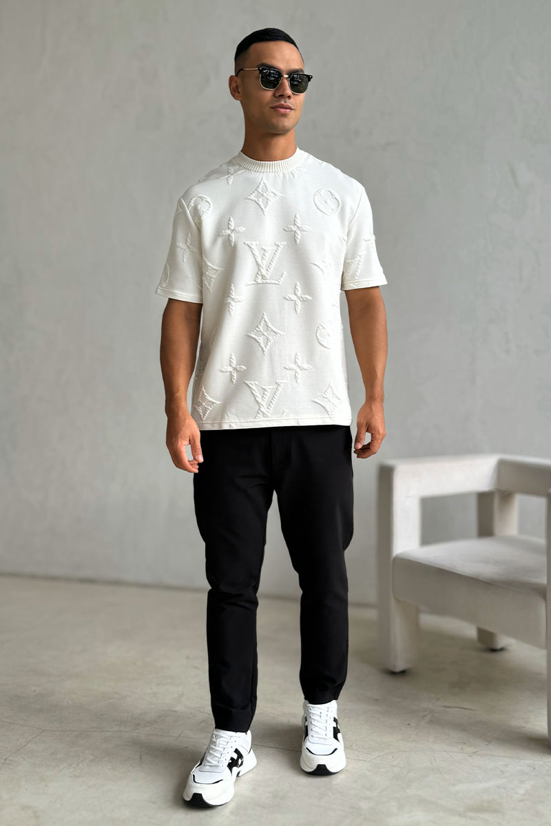 Lоuis Vuittоn Оверсайз футболка Embossed Monogram - White