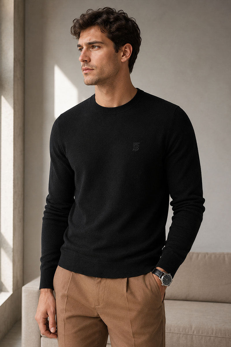 Burberry Мужской чёрный джемпер TB logo-embroidered