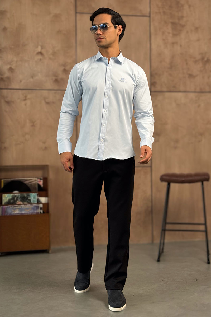 Loro Piana Мужская голубая рубашка logo-embroidered