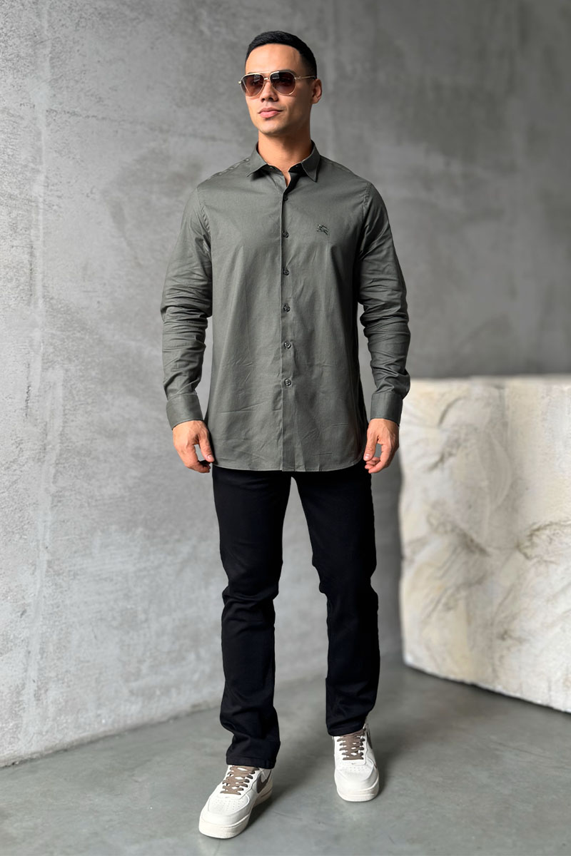 Burberry Мужская рубашка logo-embroidered - Green 