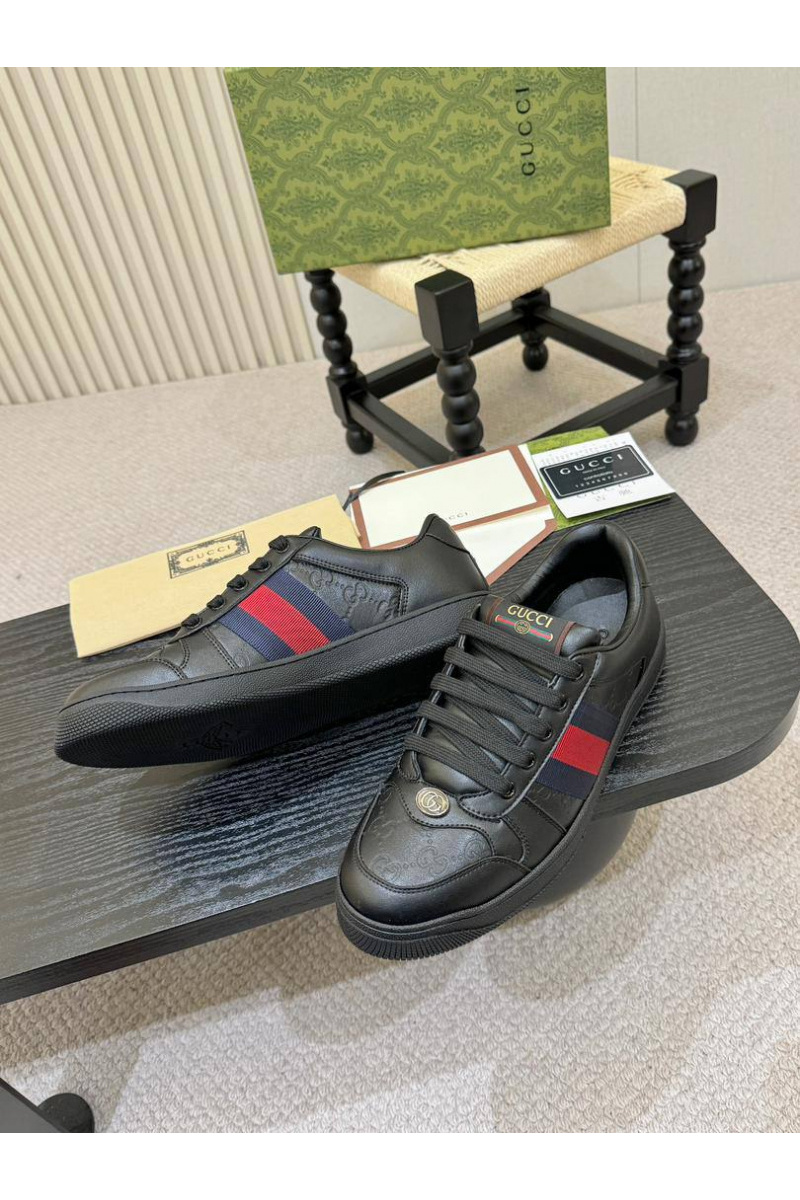 Gucci Кожаные кроссовки GG Screener - Black