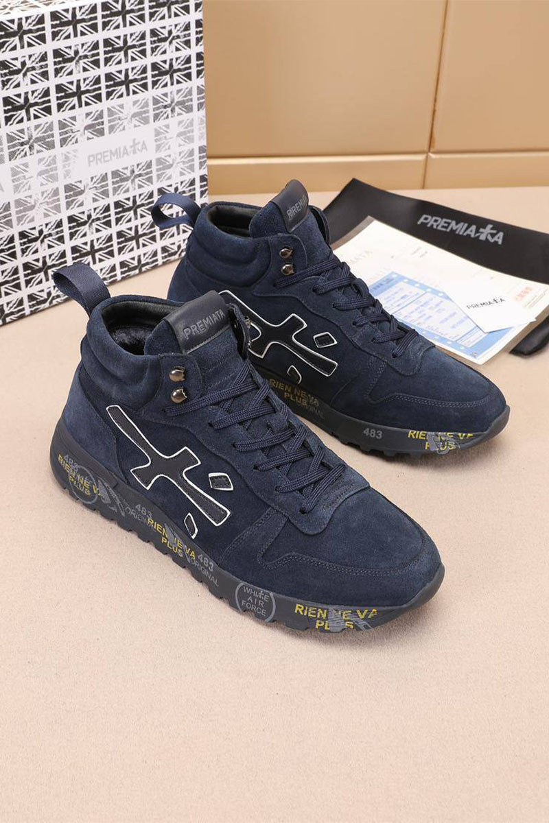 Premiata Замшевые кроссовки с мехом high-top - Navy